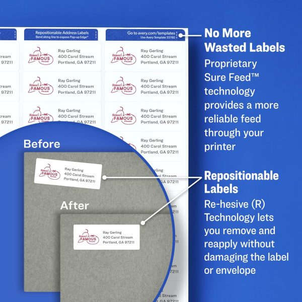 Avery Repositionable Shipping Labels 2x4 Sure Feed Re‑hesive White-1